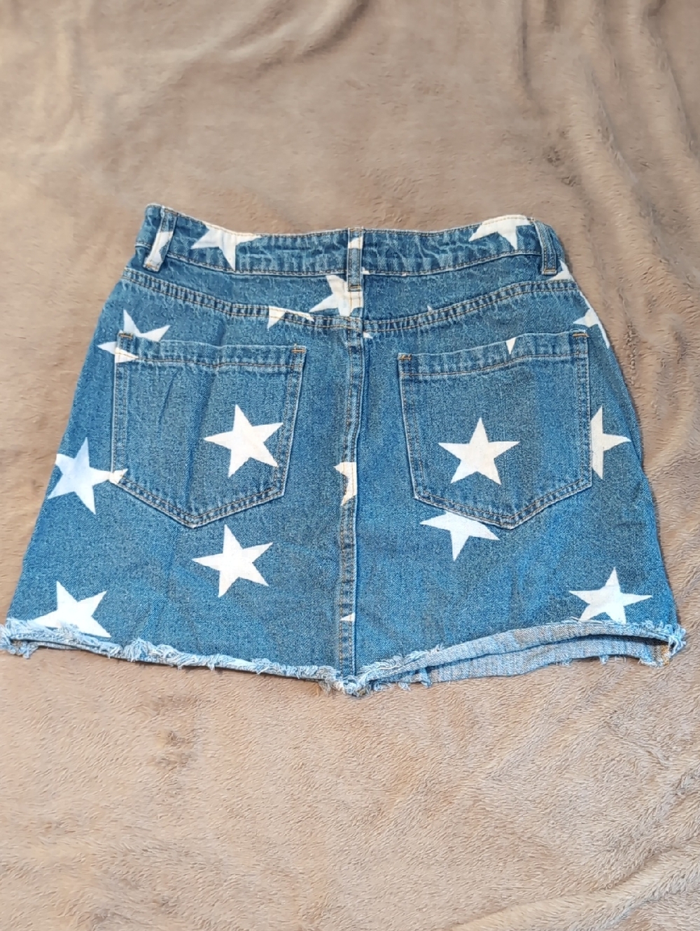 Le Lis Blue Denim Mini Skirt with White Stars